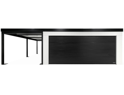 GARDEON® Garage mit Hörmann Garagentor, Fenster und Carport links